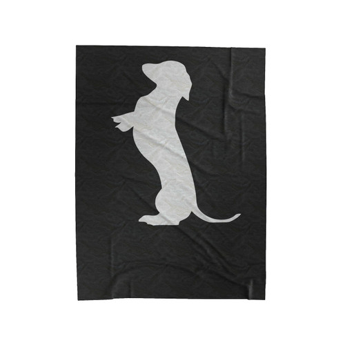Begging Dachshund Silhouette Velveteen Blanket