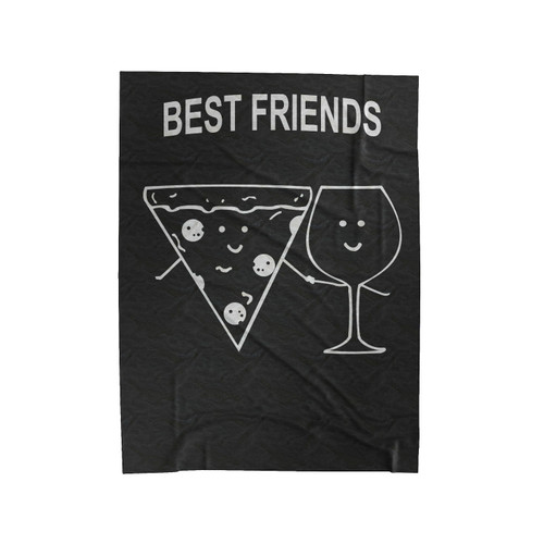 Best Friends Pizza And Wine Funny Velveteen Blanket