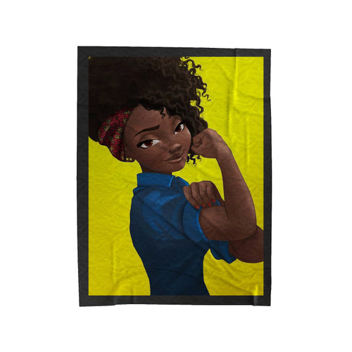 Black Girl Rosie The Riveter Velveteen Blanket