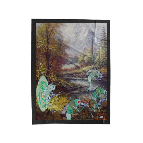 Bob Ross Dimension C 131 Rick And Morty Fine Art Velveteen Blanket