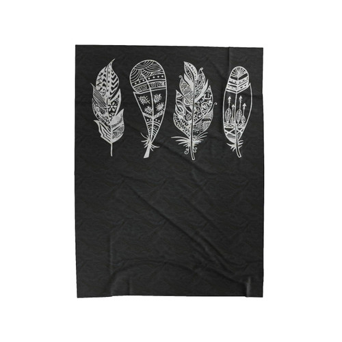 Boho Tribal Feather 1 Velveteen Blanket