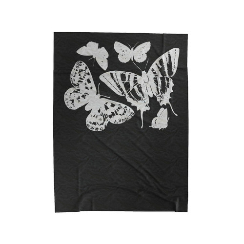 Butterflies Illustration Velveteen Blanket