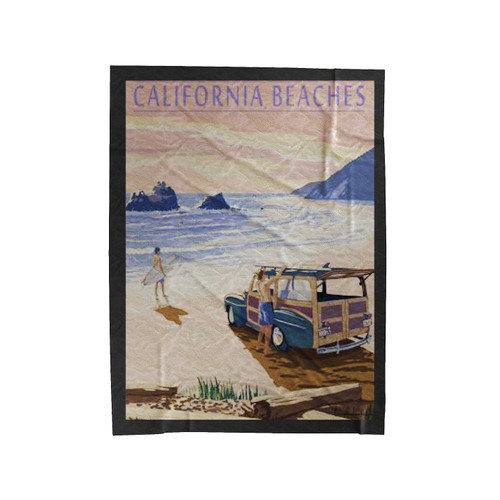 California Beaches Woody On Beach Velveteen Blanket