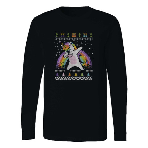 This classic fit dabbing unicorn ugly sweater long sleeve shirt is casually elegant and very comfortable. With fine quality print to make one stand out, it's a perfect fit for every occasion.