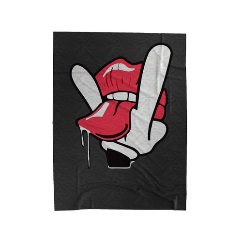 Cartoon Hand Tongue Licking Lips Dope Swag Funny Cool Crazy Velveteen Blanket