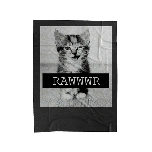 Cat Kitten Kitty Rawwwr Velveteen Blanket