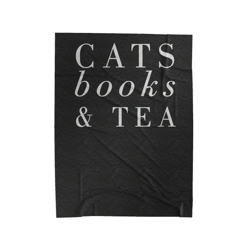 Cat Lover Gift Cats Books And Tea Cat Kitten Reading Funny Cat Book Lover Gift Save Animals Velveteen Blanket