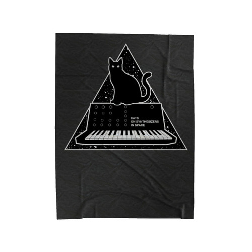 Cats Black On Synthesizers In Space Velveteen Blanket