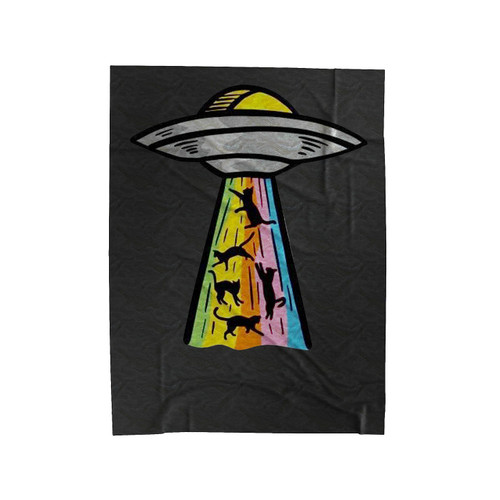 Cats Ufo Velveteen Blanket