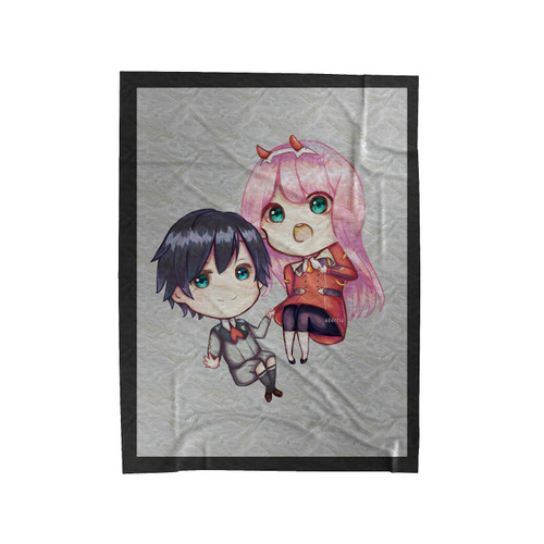 Chibi Hiro And Zero Two Darlinginthefranxx Velveteen Blanket