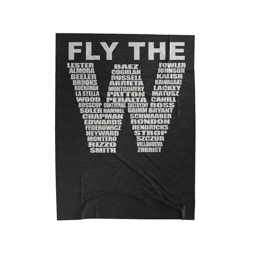 Chicago Cubs Fly The W Cubs Win Flag Velveteen Blanket