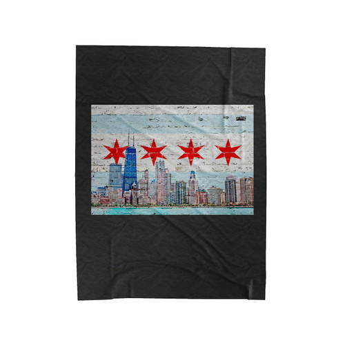 Chichago Flag City Skyline Velveteen Blanket