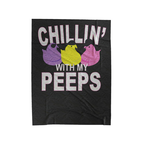 Chillin With My Peeps Graphic Easter Peeps Velveteen Blanket