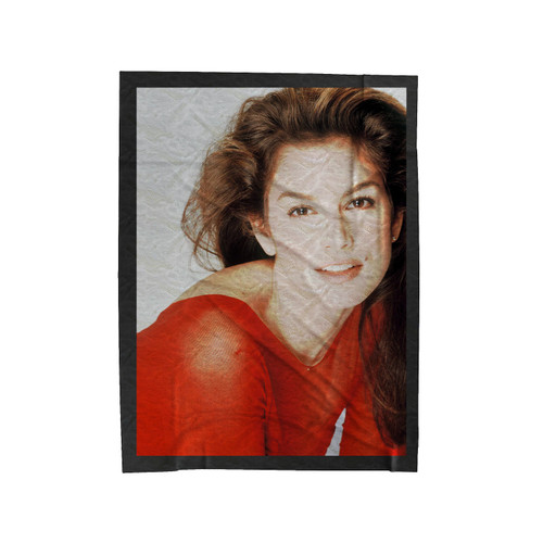 Cindy Crawford With Red Dress Velveteen Blanket