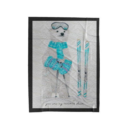 Cute Baby Bear Ski Velveteen Blanket