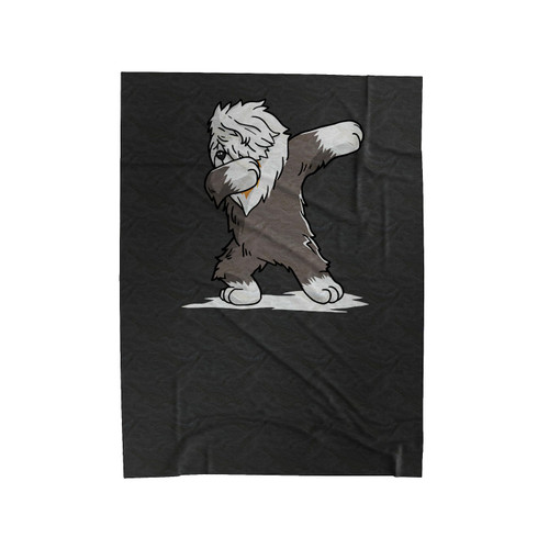 Cute Dabbing Old English Sheepdog Velveteen Blanket
