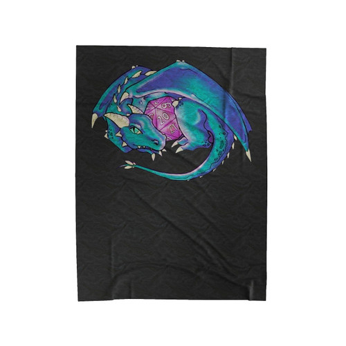 Cute Dragon With Dungeons Dice Velveteen Blanket