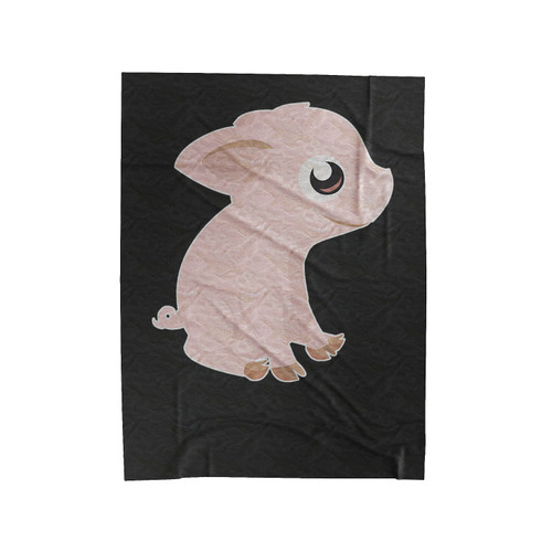 Cute Little Pink Piglet Sitting Velveteen Blanket