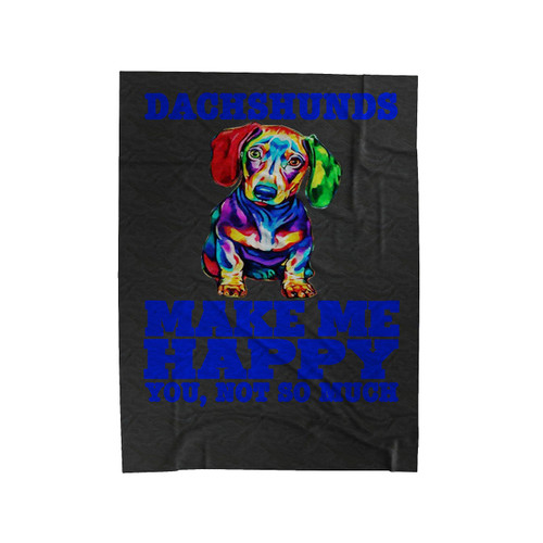 Dachshund Make Me Happy Velveteen Blanket