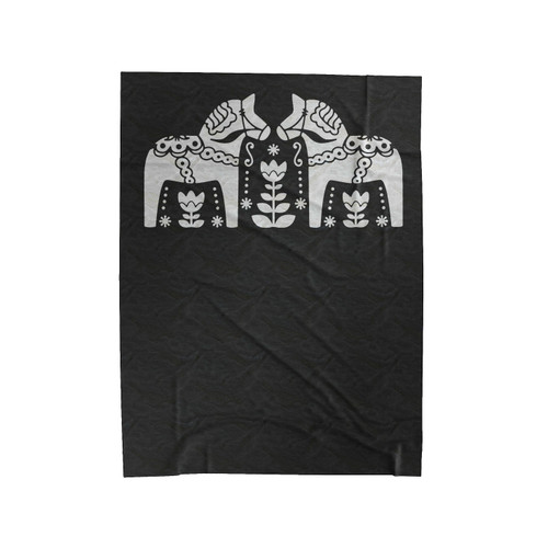 Dala Horse Scandinavian Folk Design Velveteen Blanket