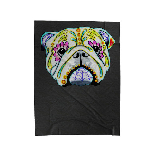 Day Of The Dead English Bulldog Sugar Velveteen Blanket