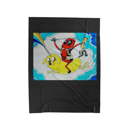 Deadpool Adventure Time Unicorn Velveteen Blanket