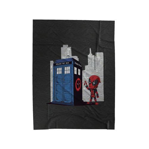Deadpool Draw In Tardis Velveteen Blanket