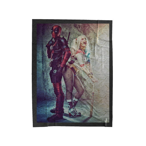 Deadpool Harley Quinn Pose Velveteen Blanket