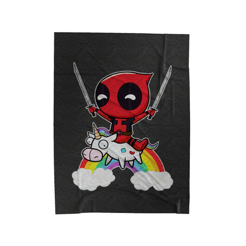 Deadpool Riding A Unicorn Parody Velveteen Blanket