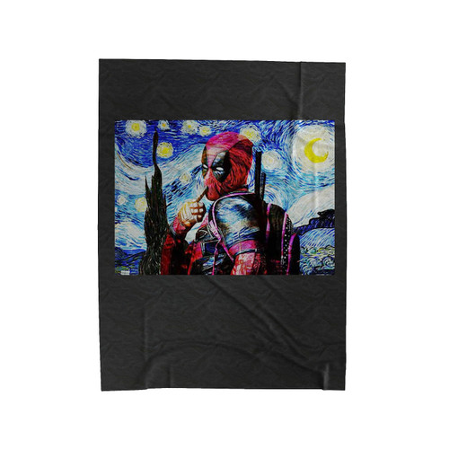 Deadpool Starry Night Funny Parody Velveteen Blanket