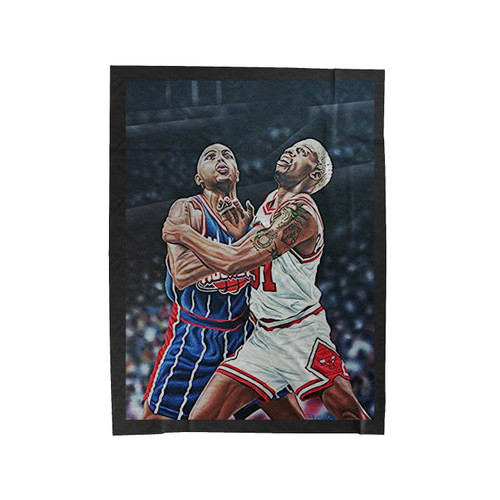 Dennis Rodman And Charles Barkley Battle For A Rebound Velveteen Blanket