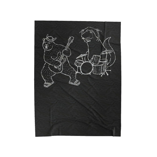 Dinosaur Bear Guitar & Drums Velveteen Blanket
