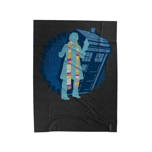 Doctor Who Silhouette Tom Baker Tardis Velveteen Blanket