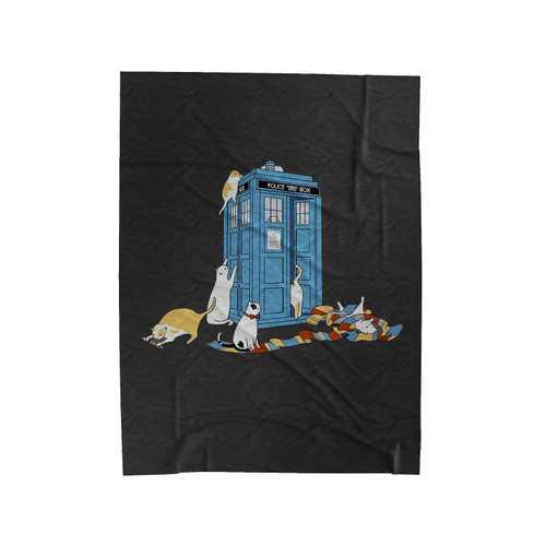 Doctor Who Tardis Box Cats Velveteen Blanket
