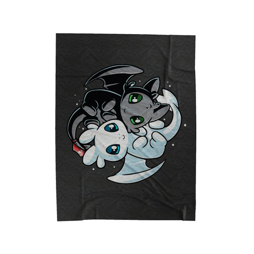 Dragon Toothless Yin Yang Logo Velveteen Blanket