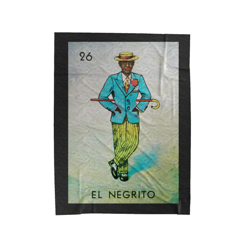 El Negrito Mexican Loteria Bingo Card Velveteen Blanket