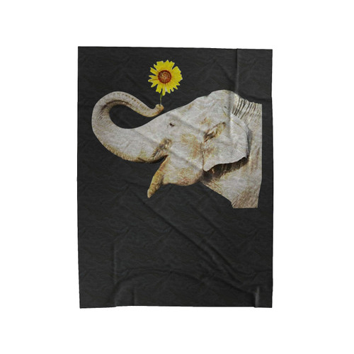 Elephant & Sunflower Print Velveteen Blanket