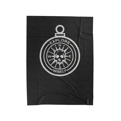 Explore Wisely Skull Compass Velveteen Blanket
