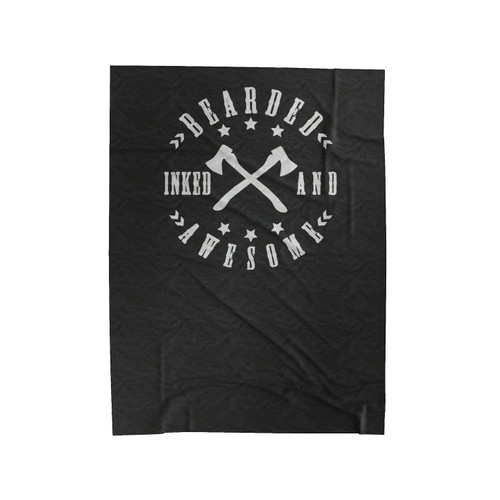 Fathers Christmas Gift Husband Gift Bearded Inked And Awesome Father's Day Lumber Gift For Husband Gift For Beard Velveteen Blanket