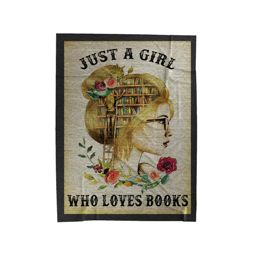 Floral Just A Girl Who Loves Books Redhead Reading Satin Velveteen Blanket