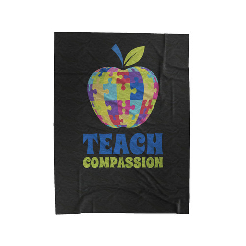 Funny Autism Awareness Teach Compassion Velveteen Blanket