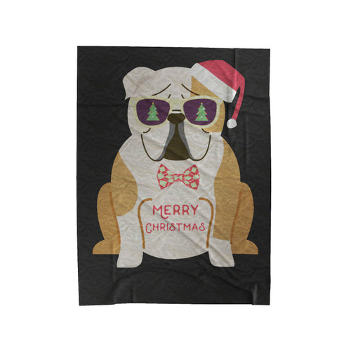 Funny Bulldog Christmas Velveteen Blanket