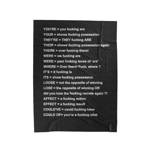 Funny Grammar Police Velveteen Blanket