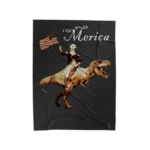 George Washington Riding A Tyrannosaurus Rex Velveteen Blanket