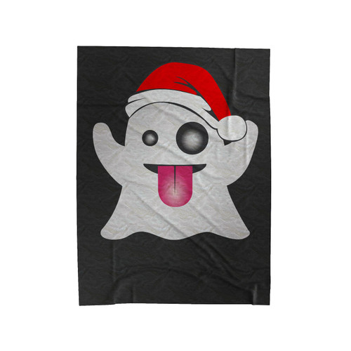 Ghost Emoji Wearing Santa Claus Hat Velveteen Blanket