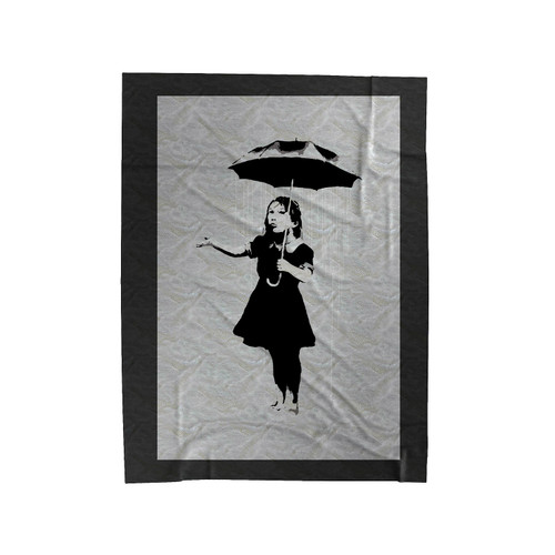 Girl In The Rain Bansky Velveteen Blanket
