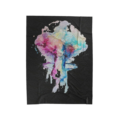 Girl Mushroom Cloud Nuke Atompilz Trippy Velveteen Blanket
