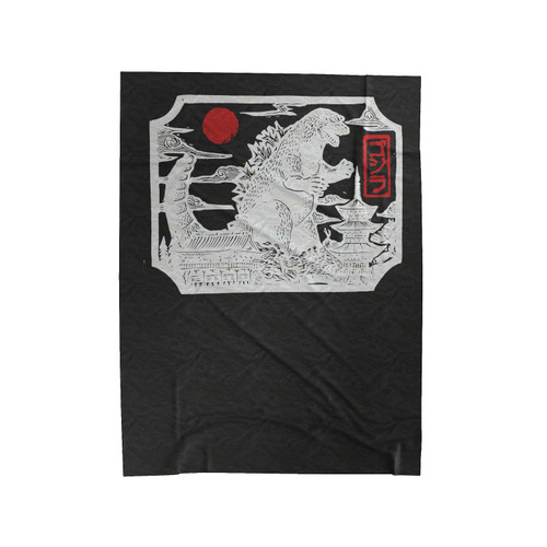 Godzilla In Japan Linocut Velveteen Blanket