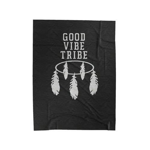 Good Vibe Tribe With Feathers Velveteen Blanket