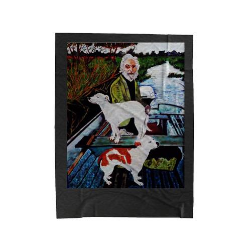 Goodfellas Painting Old Man With Two Dogs Velveteen Blanket